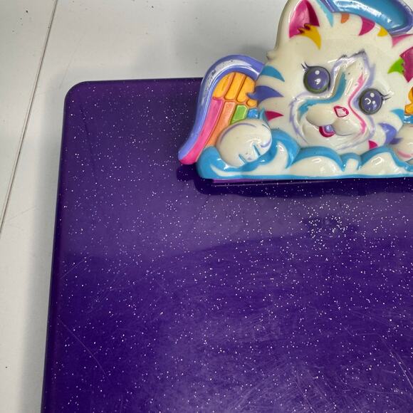 Lisa Frank Vintage Plastic Clipboard with Paper Holder Rainbow Kitten Purple - Picture 10 of 11